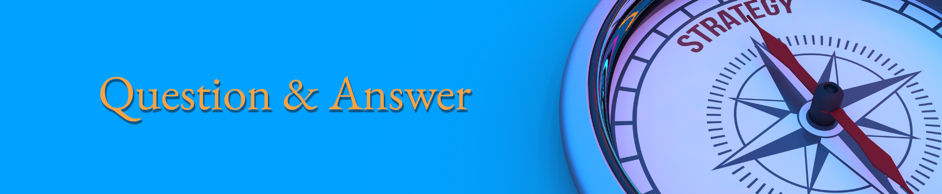 Question & Answer banner with compass